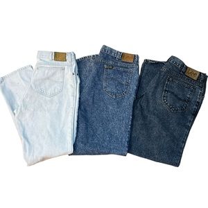 Vintage Lot Of 3 Pairs Men’s‎ Lee Jeans Size 38x32 Acid Wash/Faded Made In USA